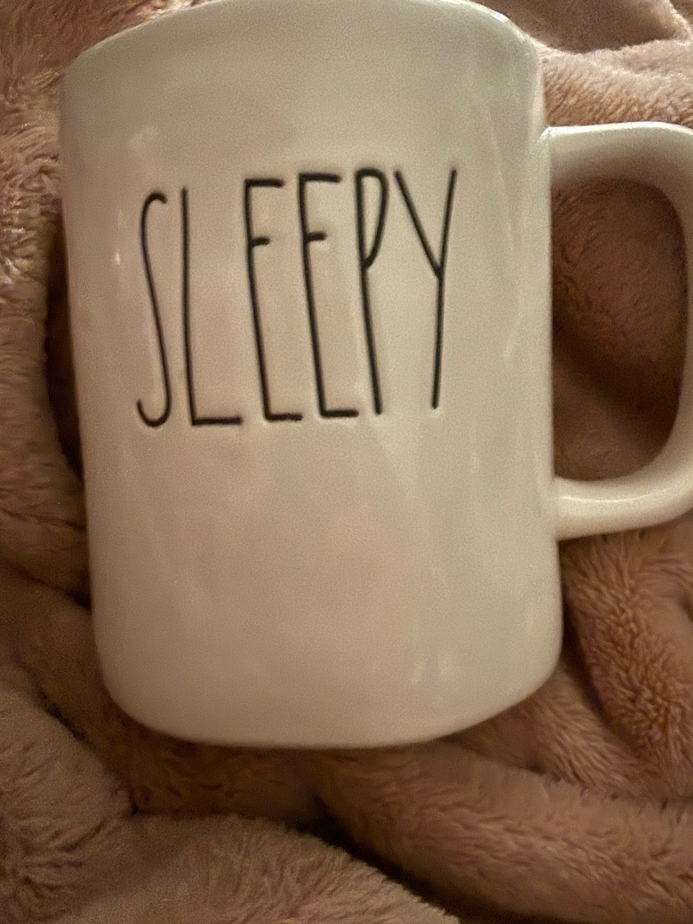 White 'Sleepy' Ceramic Mug by Rae Dunn